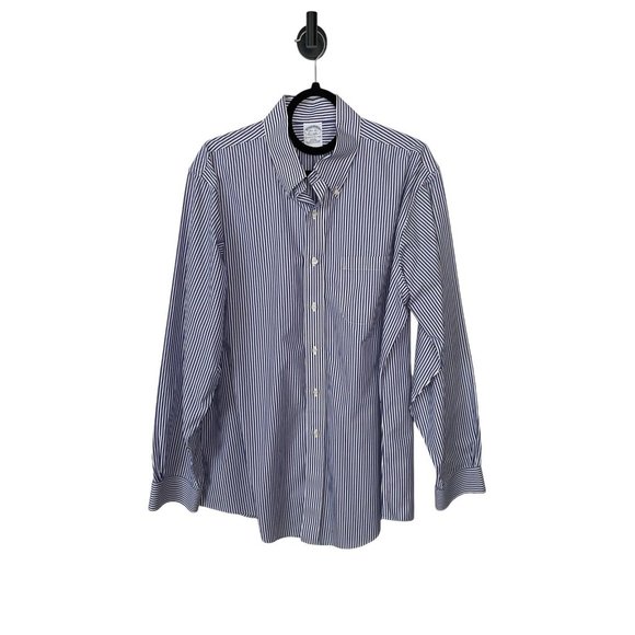 Brooks Brothers Mens Button Shirt Slim Fit Striped Non-Iron 16 1/2 -35 Supima - Picture 1 of 3
